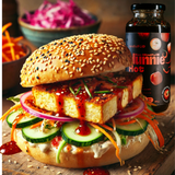 Asian-Inspired Tofu 'Halloumi' Burger with BeeMindful Hunnie Hot